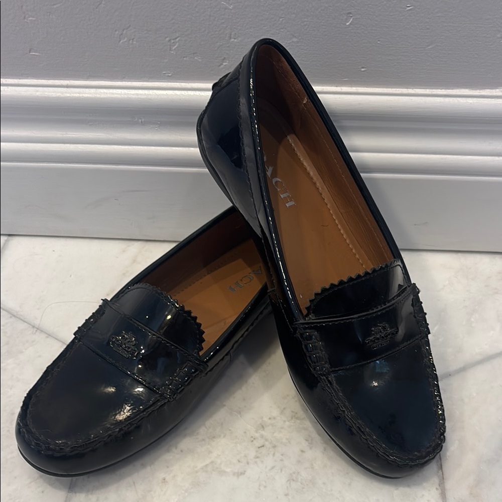 Coach Black Moccasin-Style Flats